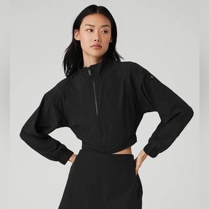 NWT Alo Clubhouse Jacket Full Zip Cropped Lightweight breathable Running Jacket